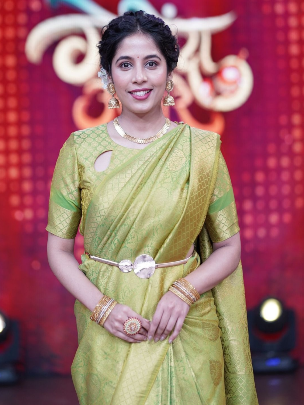 Sanika Kashikar in Olive Green Kanjivaram Saree