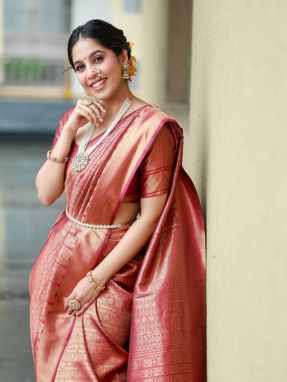 Sanika Kashikar in Nightshade Purple Kanjivaram Saree