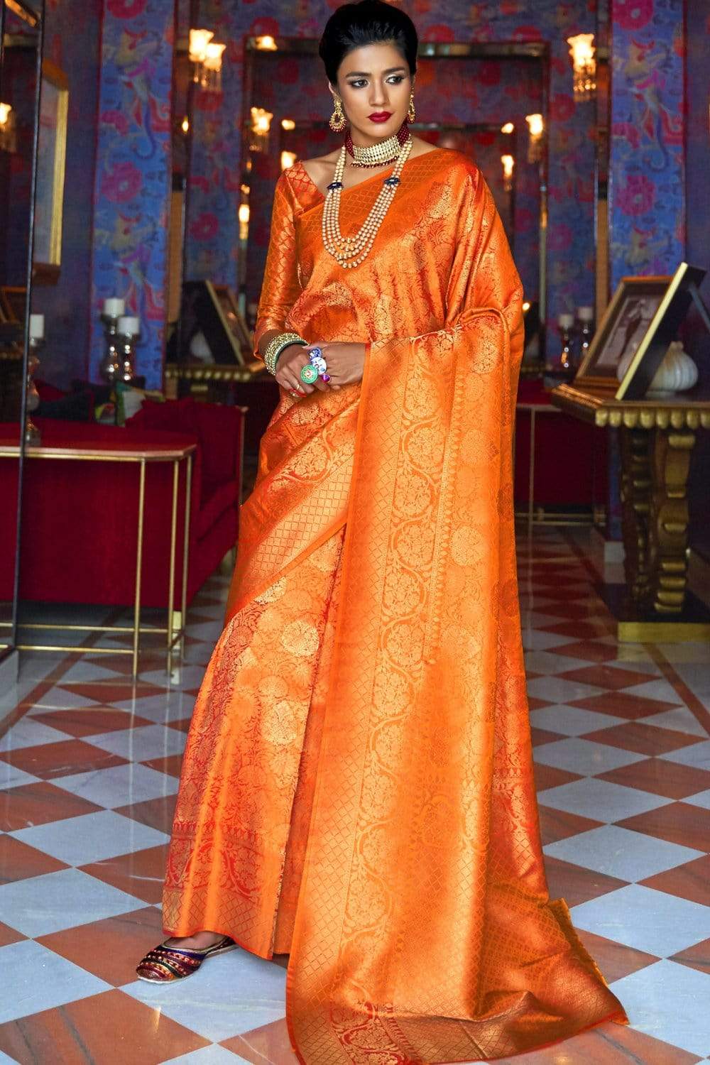 Buy Mint Green Banarasi Silk Saree With Blouse Piece Nitaraa