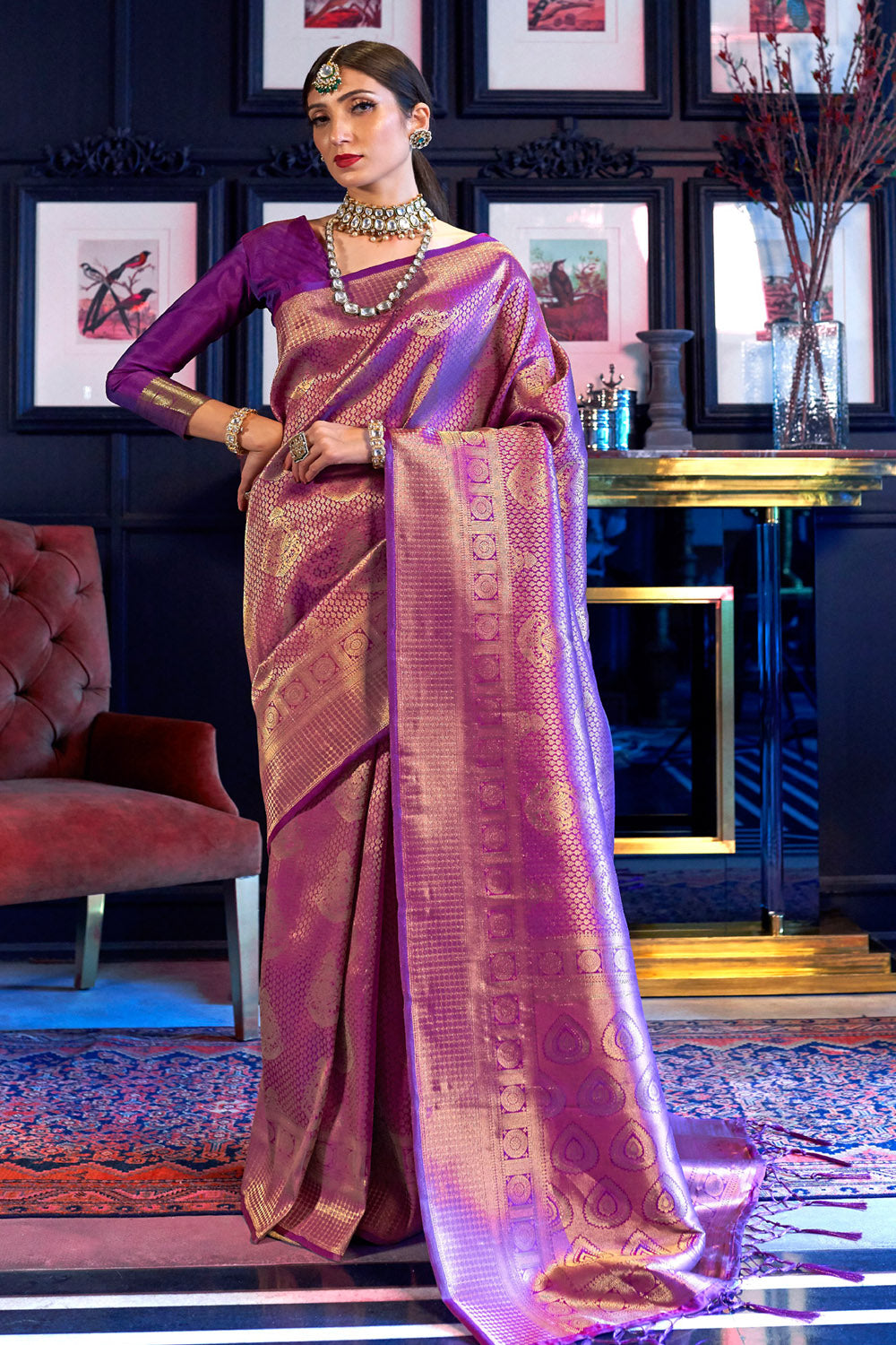 Buy Pink Satin Silk Saree With Blouse Piece Nitaraa