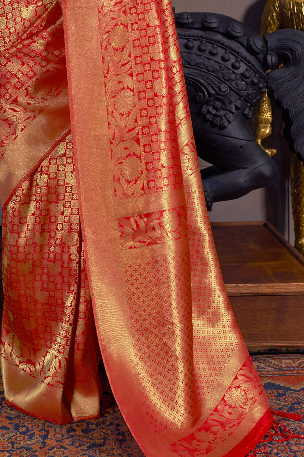 Buy Purple Katan Habutai Silk Saree With Blouse Piece Nitaraa