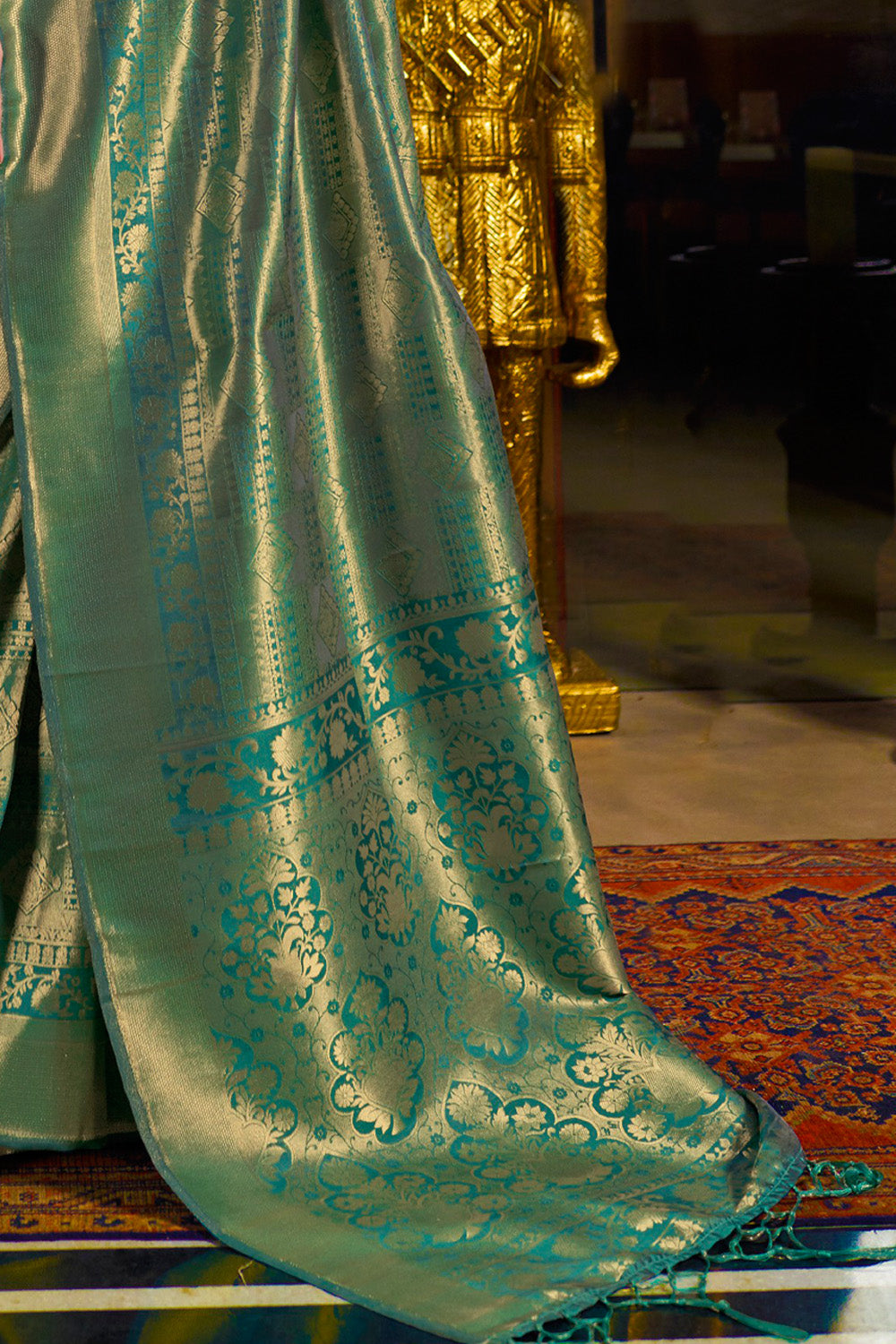 Buy Orange Katan Habutai Silk Saree With Blouse Piece Nitaraa