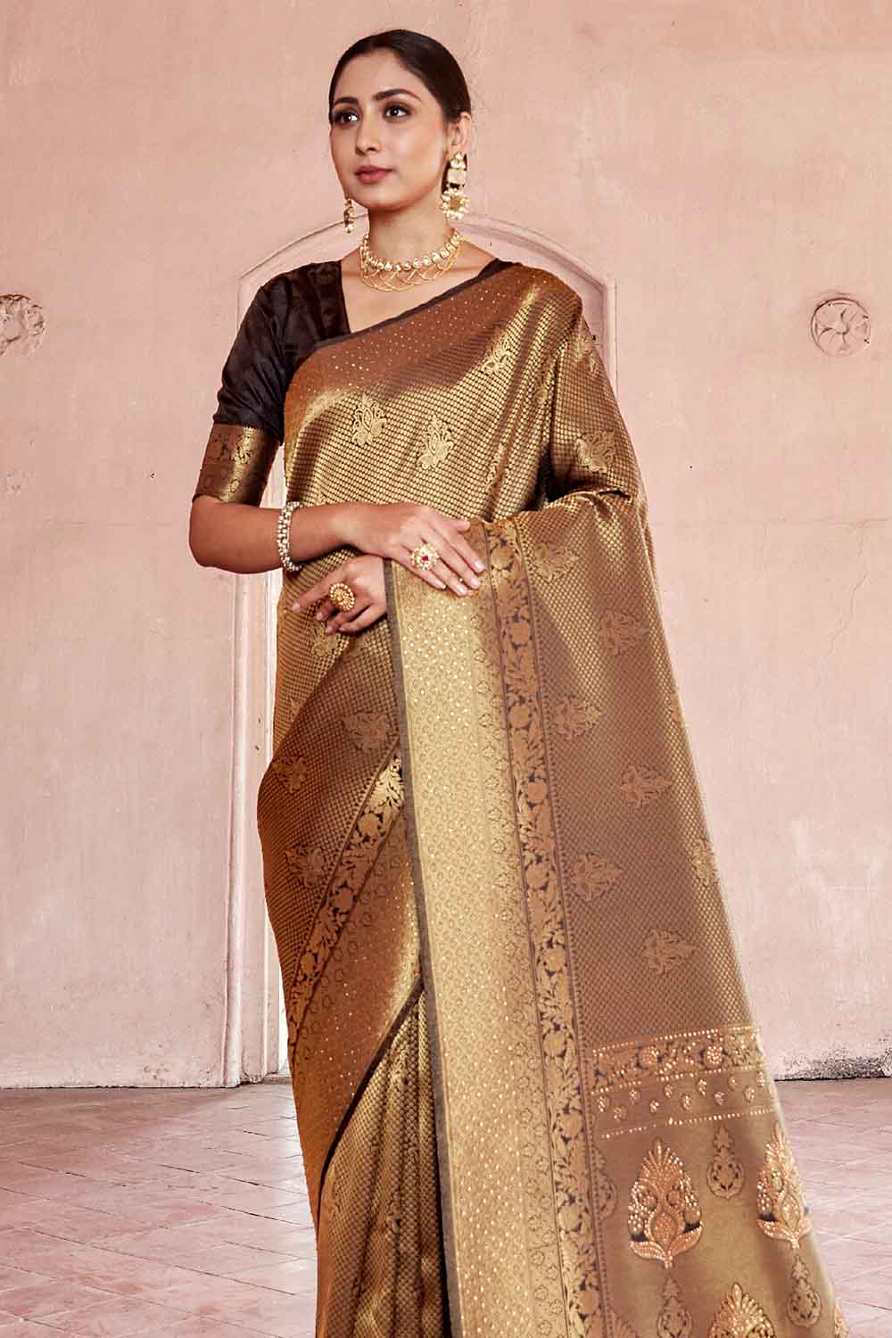 Buy Grey Banarasi Kashmiri Modal Silk Saree Nitaraa