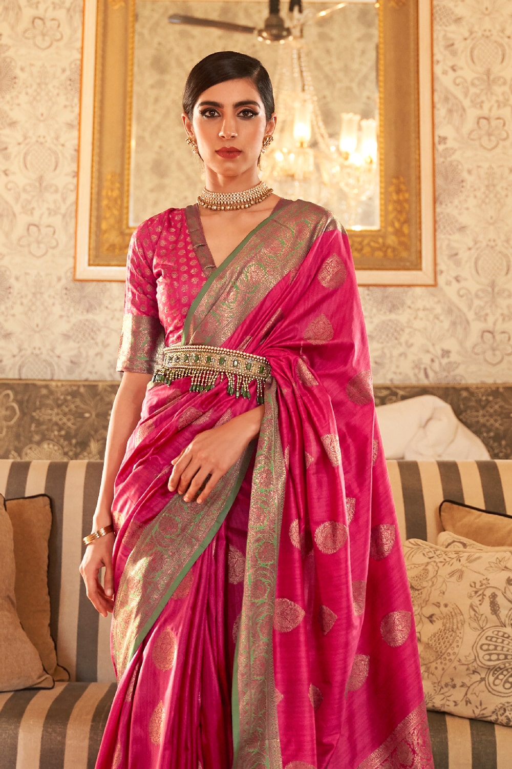Buy Peach Digital Print Saree Nitaraa