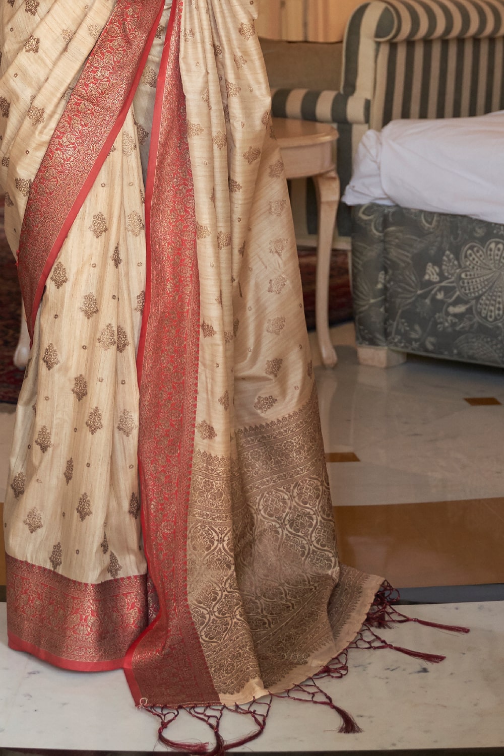 Buy Violet Tussar Silk Blend Saree Nitaraa