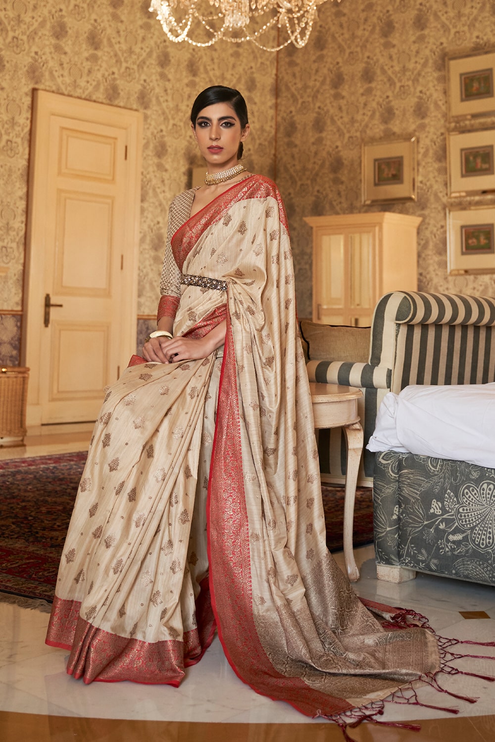 Buy Pink Silk Blend Saree Nitaraa