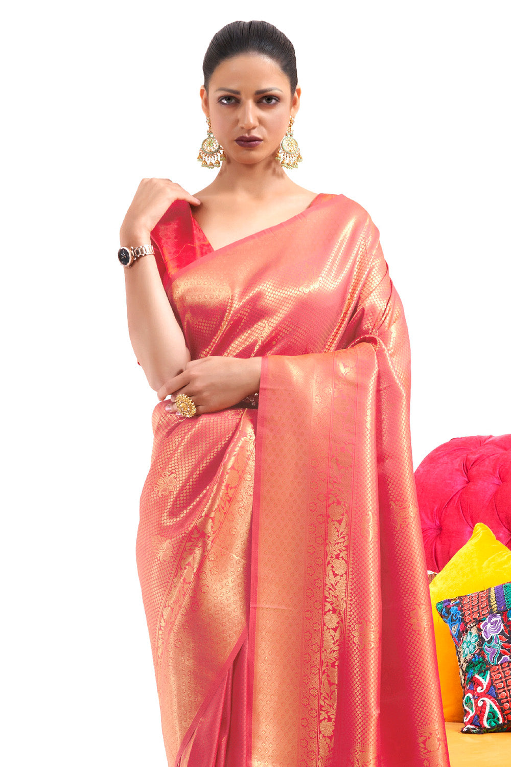 Buy White Paithani Silk Blend Saree Nitaraa