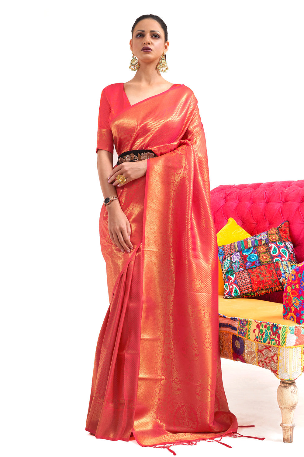 Buy Pink Paithani Silk Blend Saree Nitaraa