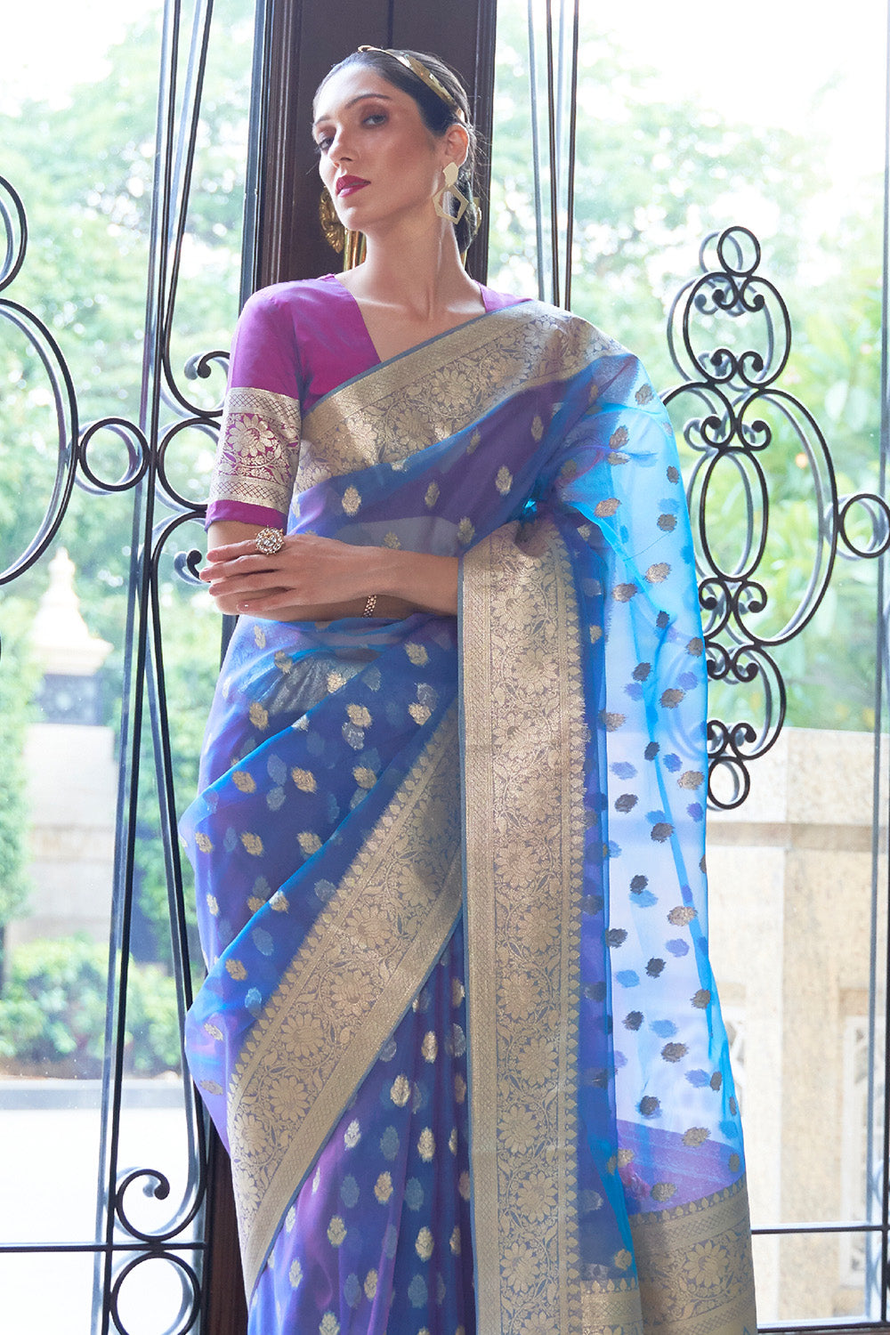 Buy Mauve Purple Pure Organza Saree Nitaraa