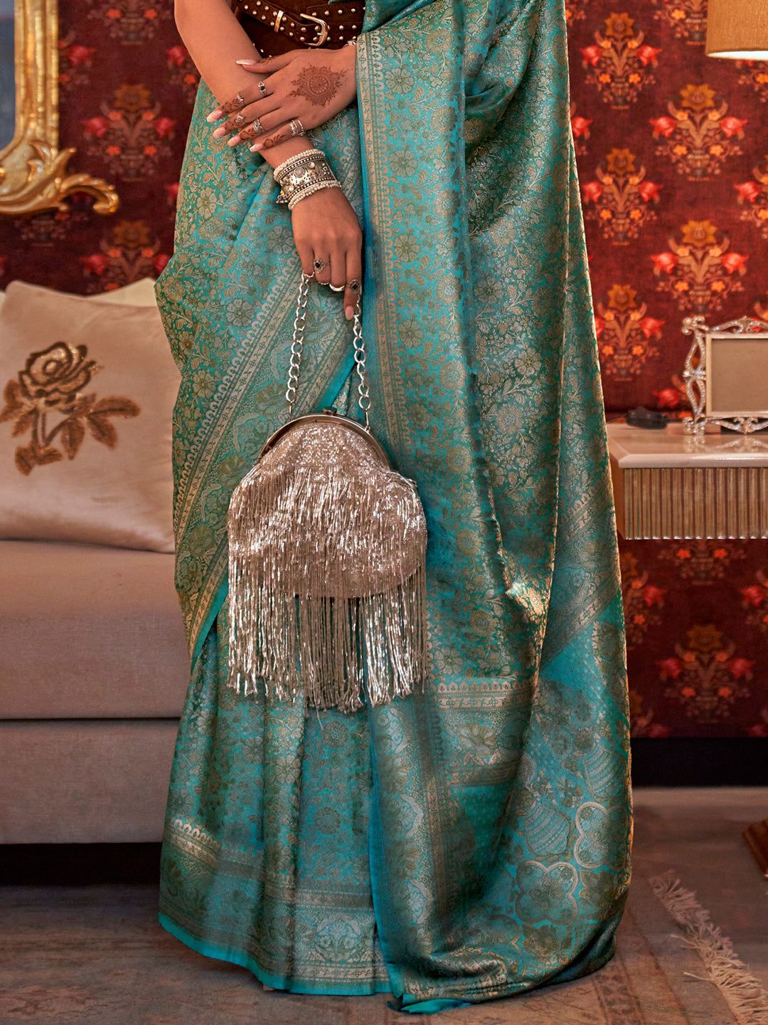 Ocean Green Kanjivaram Saree