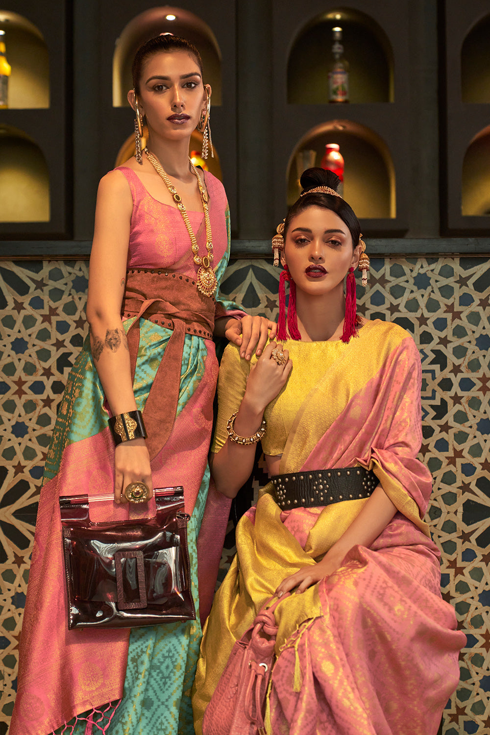 Buy Orange And Red Raw Silk Saree Nitaraa