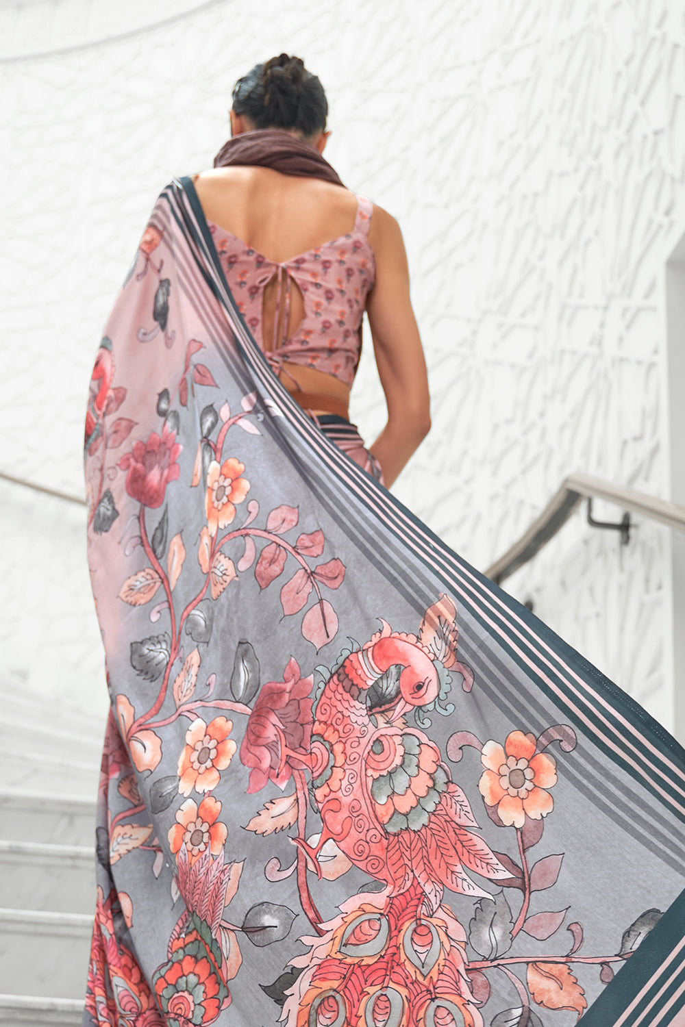 Buy Coral Pink Kanjivaram Saree Nitaraa