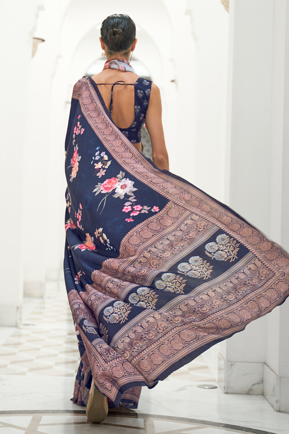 Buy Azure Blue Kanjivaram Saree Nitaraa