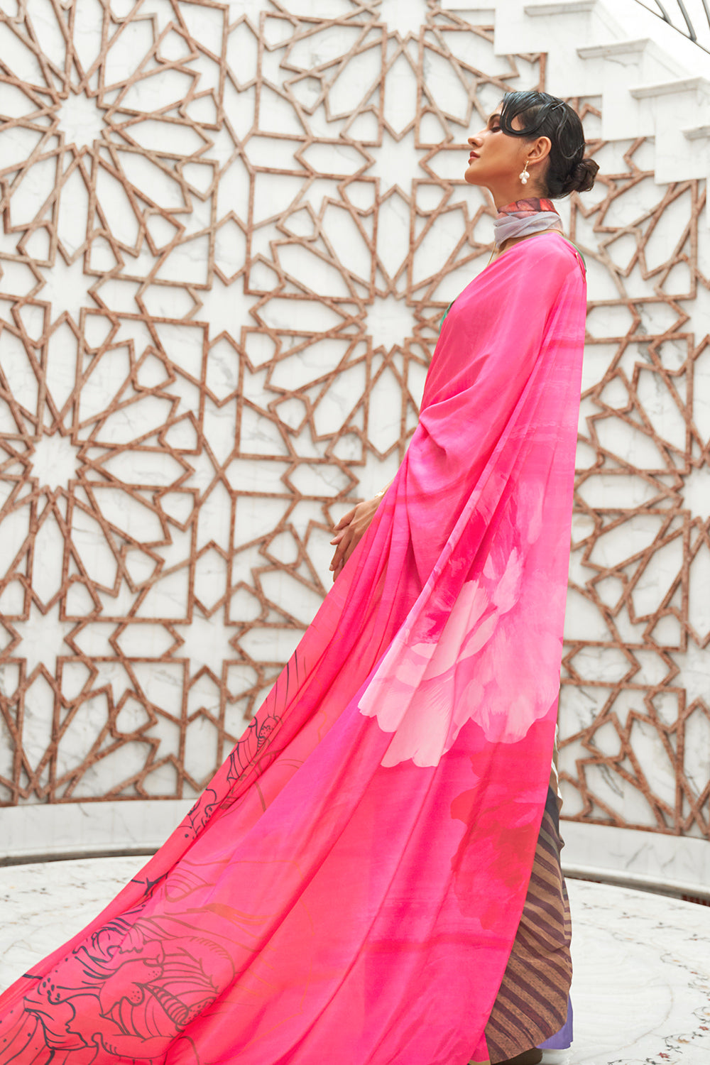 Buy Rose Pink Linen Saree Nitaraa