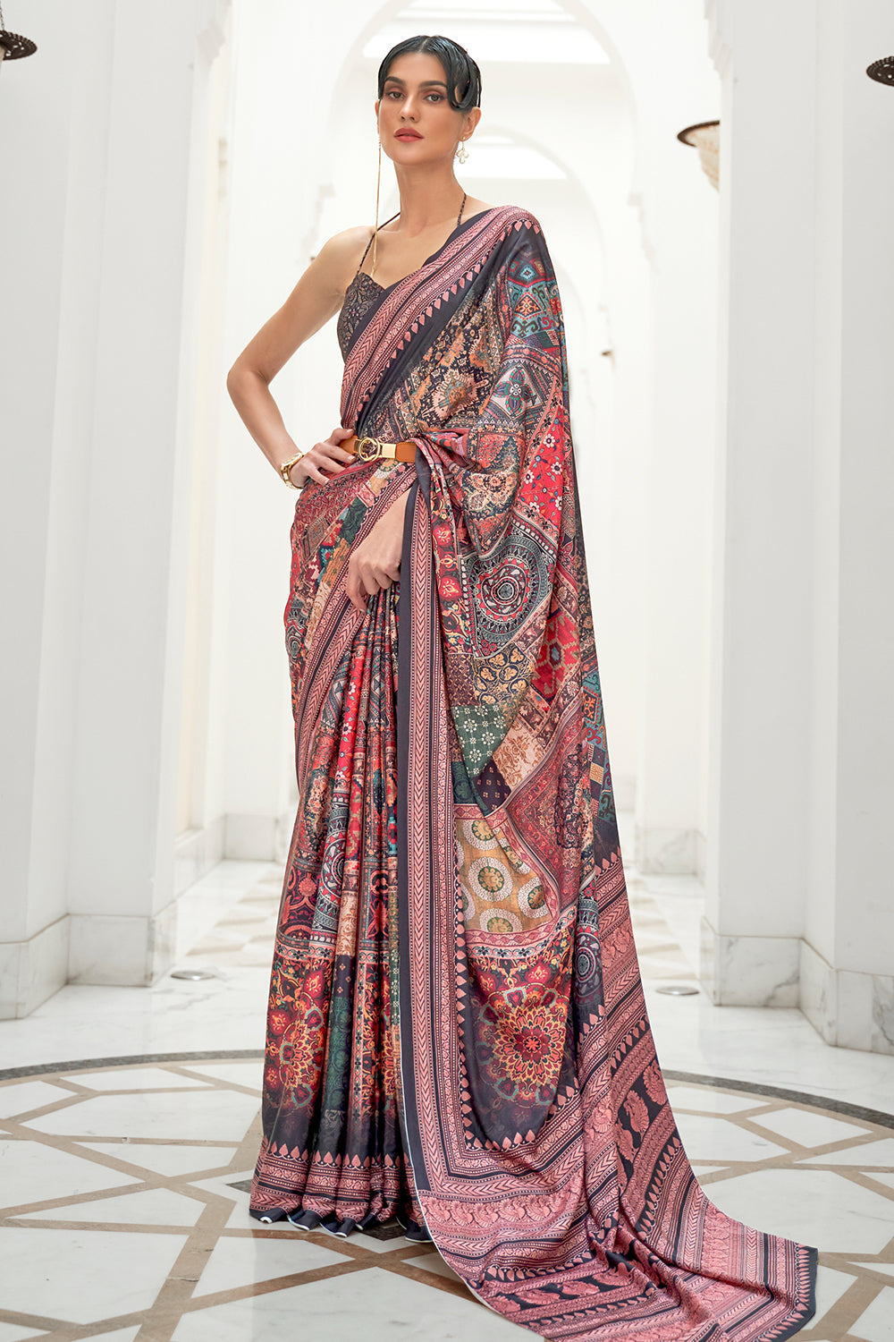 Buy Mulberry Purple Satin Silk Saree Nitaraa
