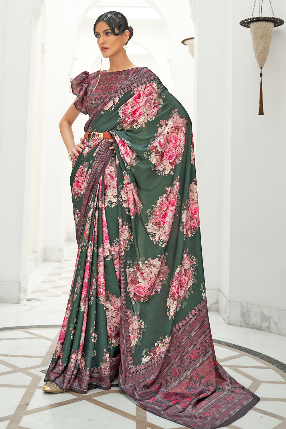 Buy Ocean Green Organza Saree Nitaraa