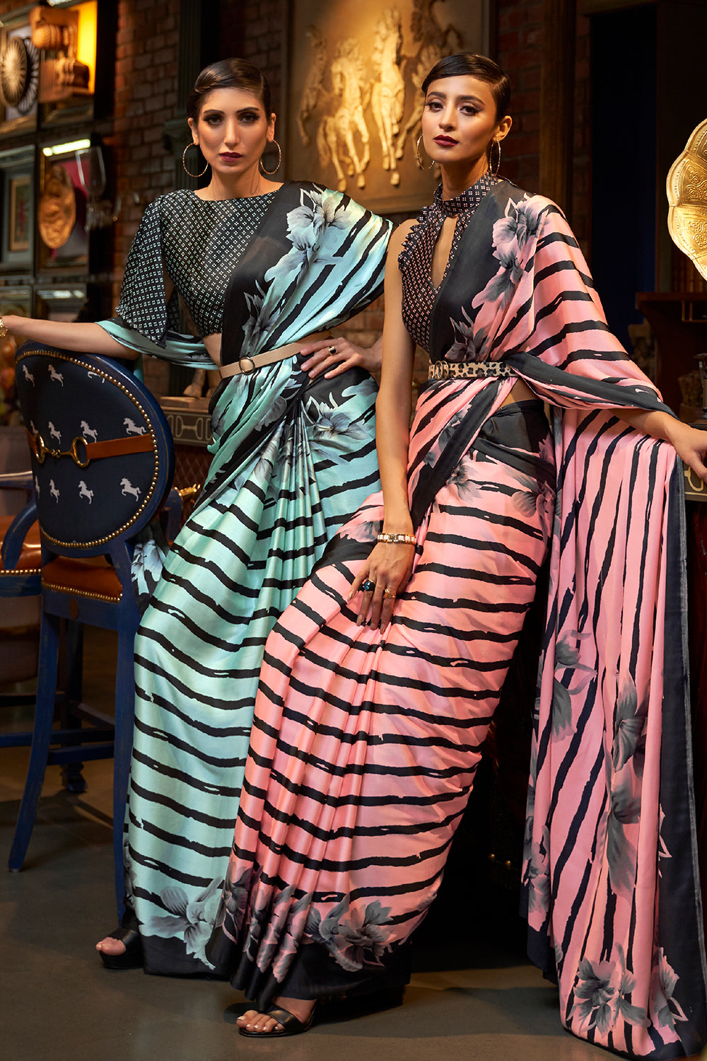 Buy Turquoise Blue Satin Saree Nitaraa