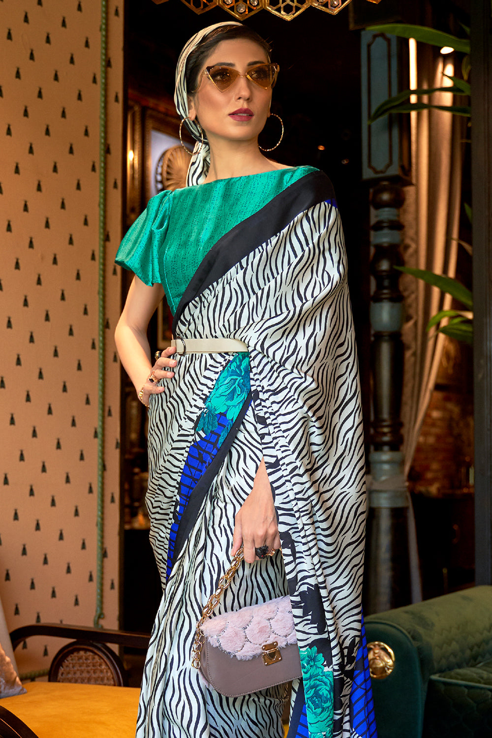 Buy Indigo Blue Banarasi Fusion Saree Nitaraa