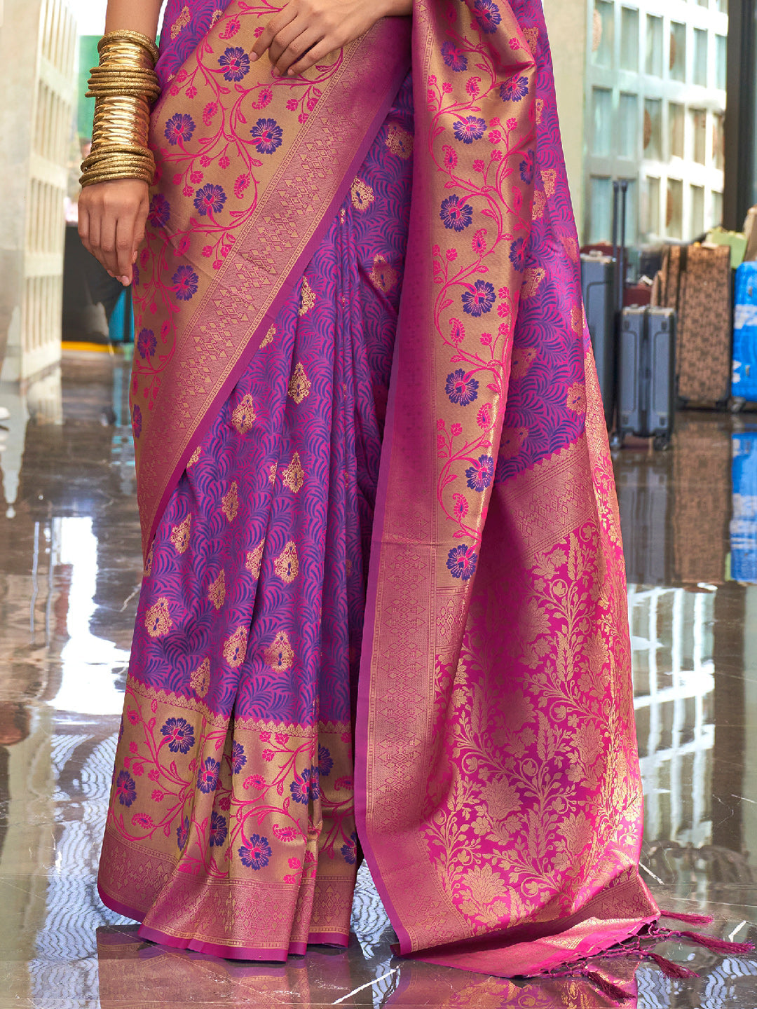 Grape Violet Banarasi Saree