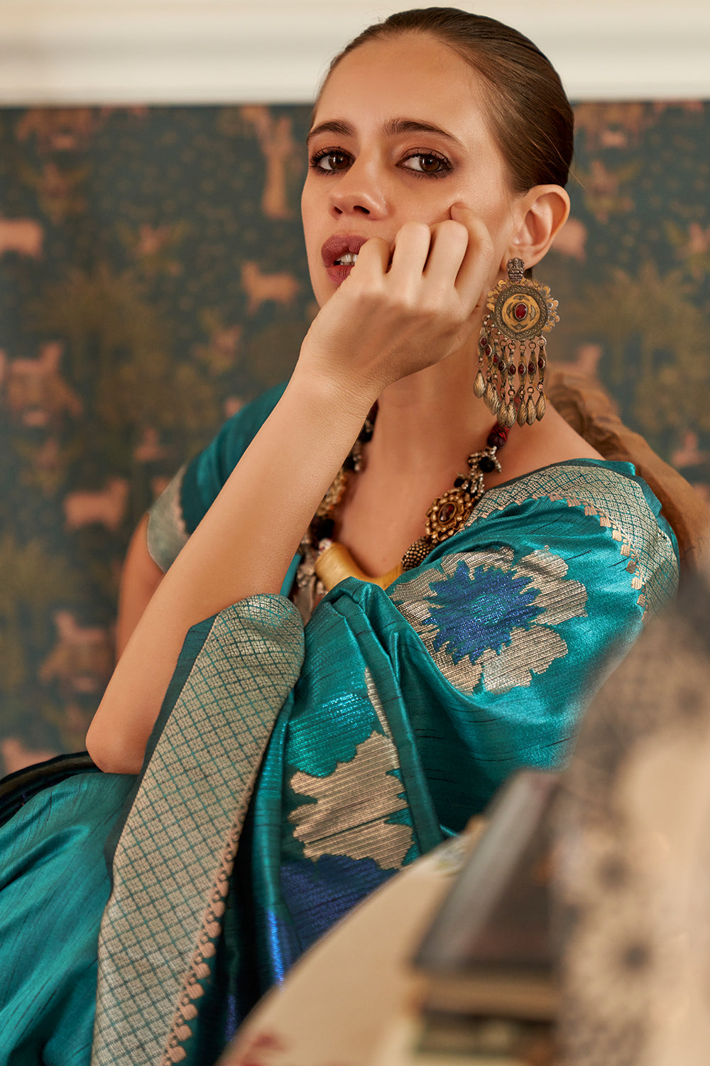 Buy Cyaan Blue Patola Saree Nitaraa