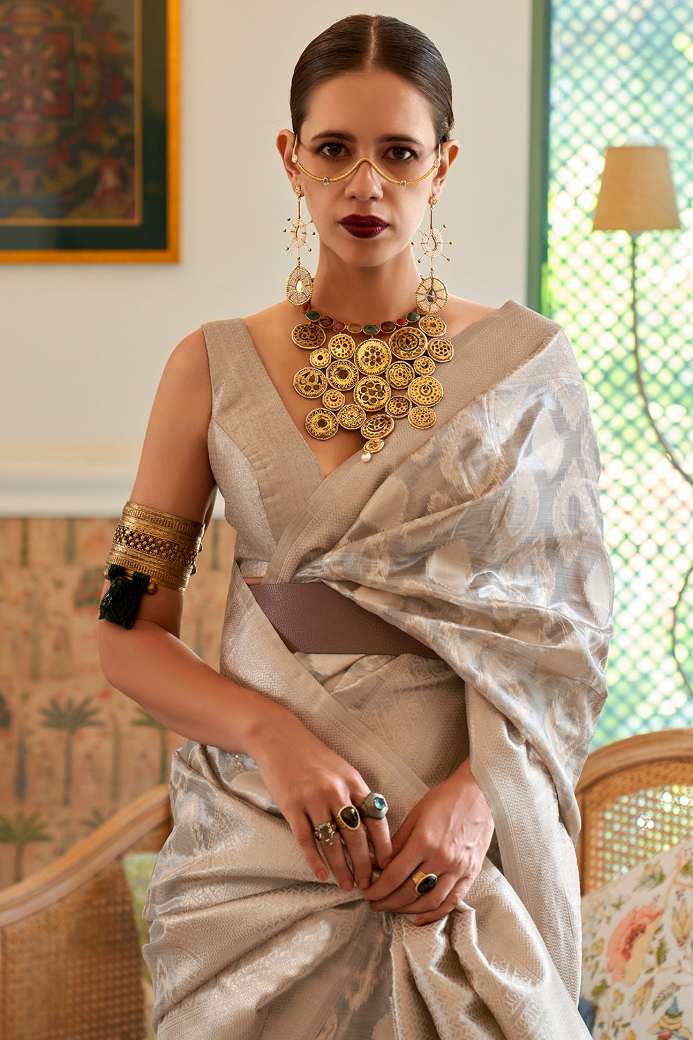 Buy Metal Grey Banarasi Saree Nitaraa
