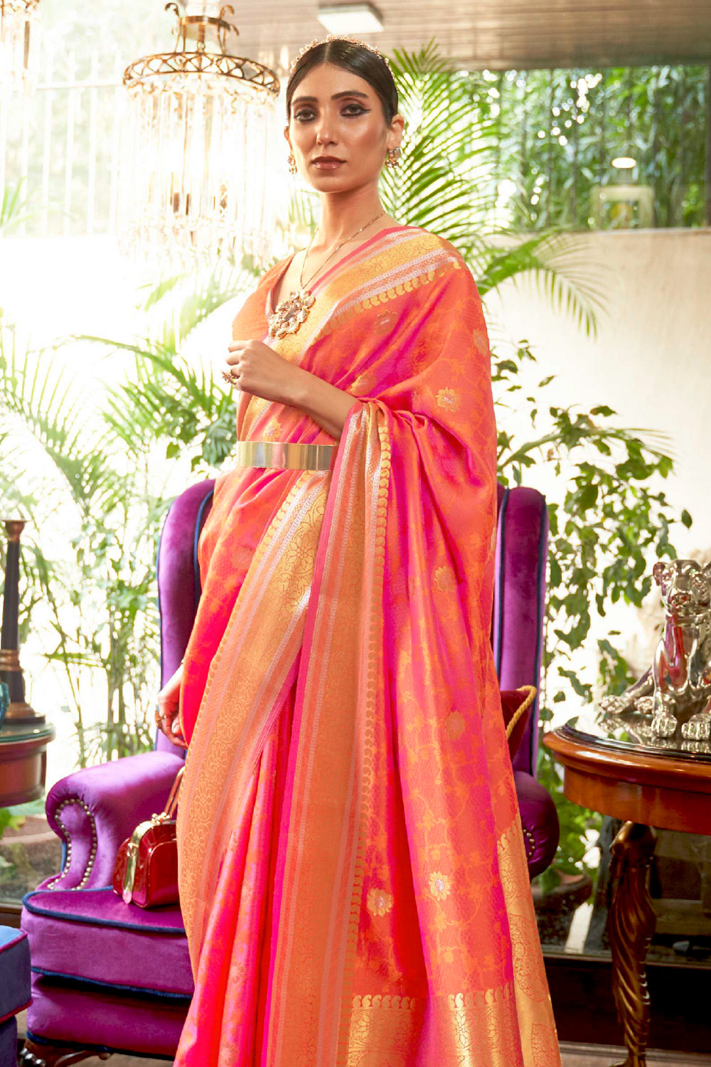 Buy Salmon Pink Cotton Saree Nitaraa