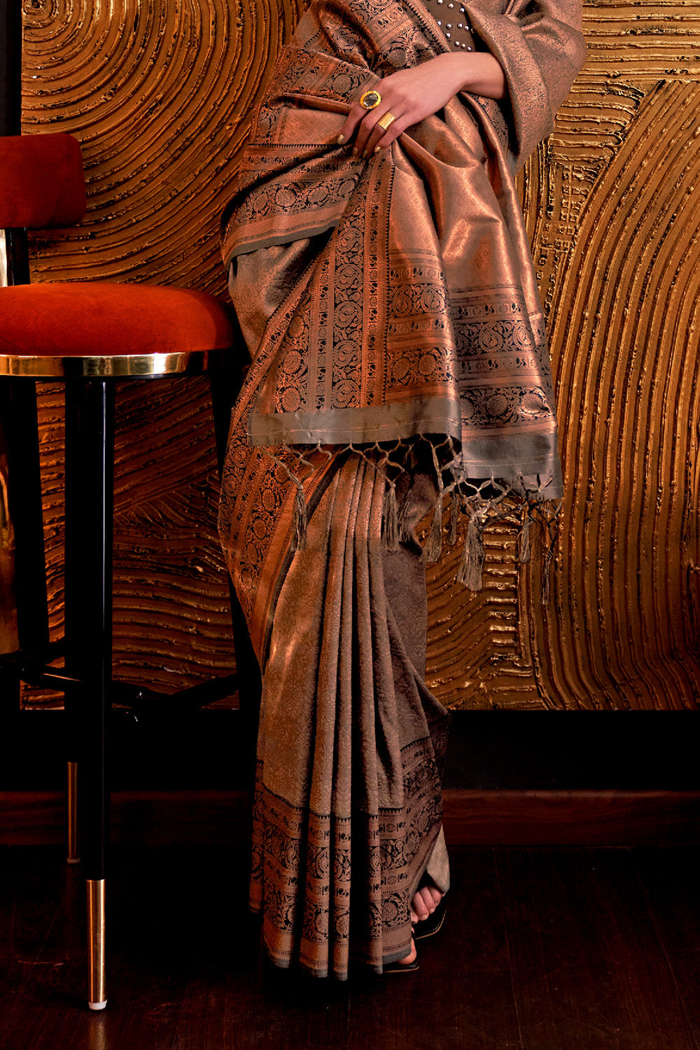 Black Silk Saree With Blouse Piece