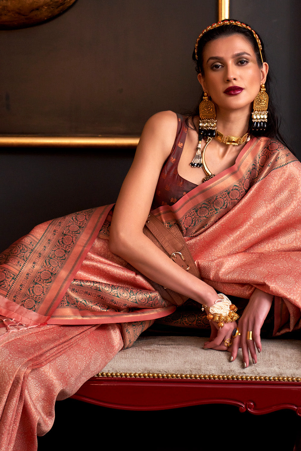 Orange Silk Saree With Blouse Piece