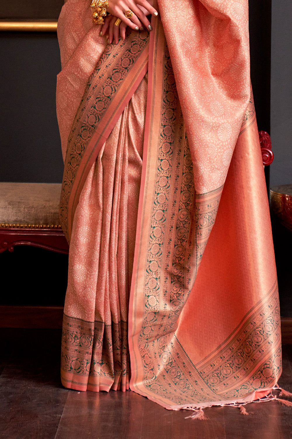 Orange Silk Saree With Blouse Piece