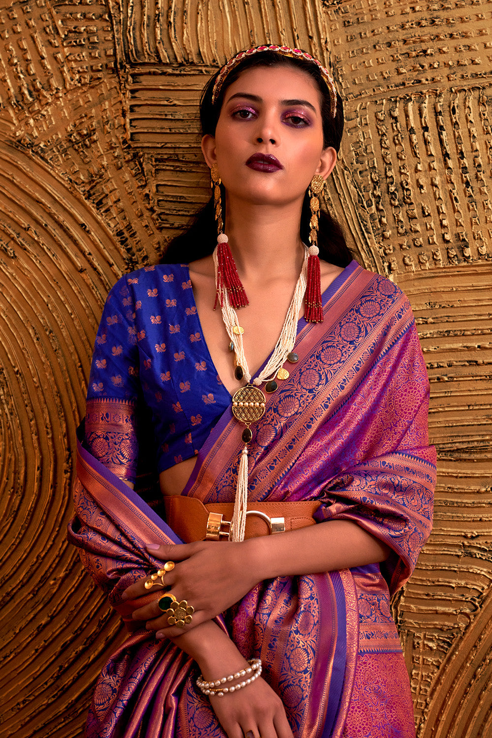 Purple Silk Saree With Blouse Piece