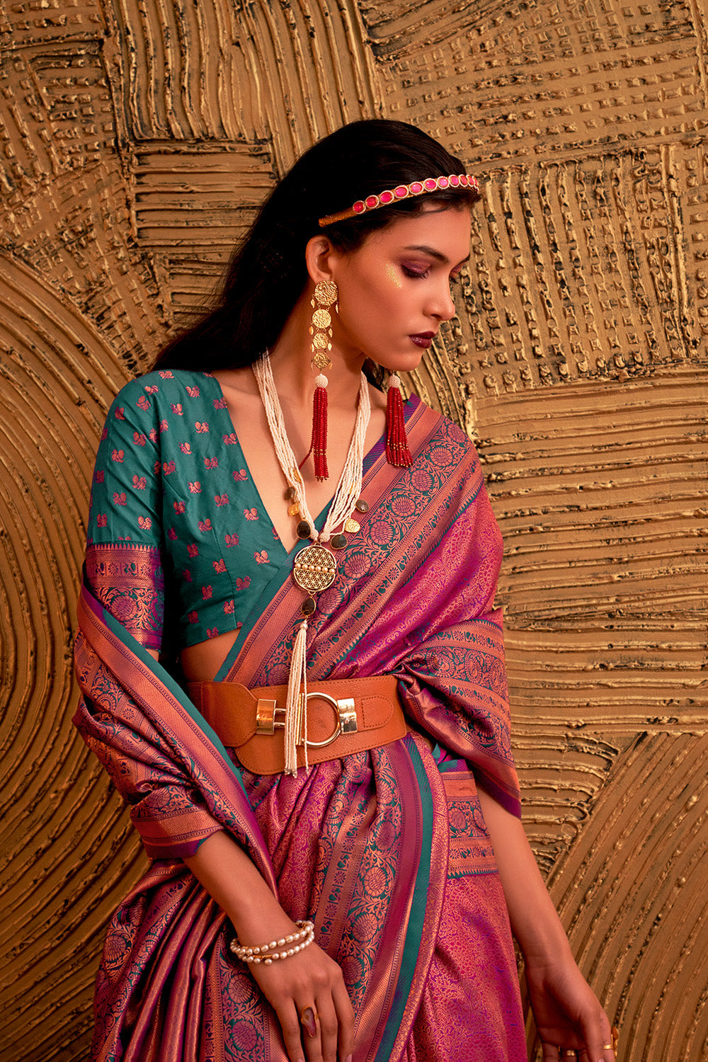 Pink Silk Saree With Blouse Piece