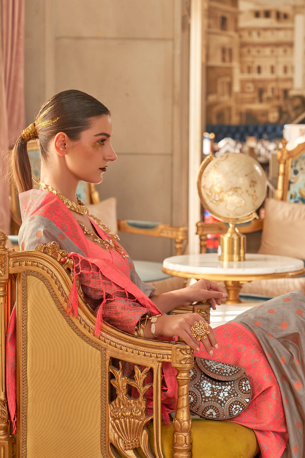 Buy White Golden Ilkal Saree Nitaraa