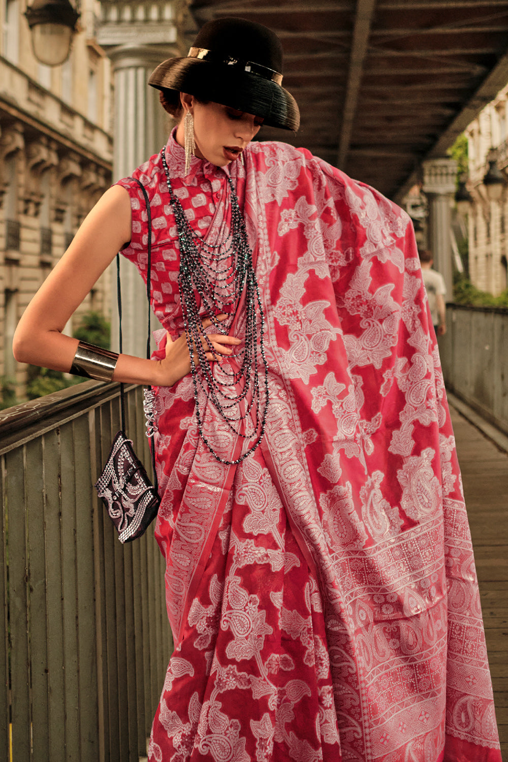 Pink Chickankari Organza Saree