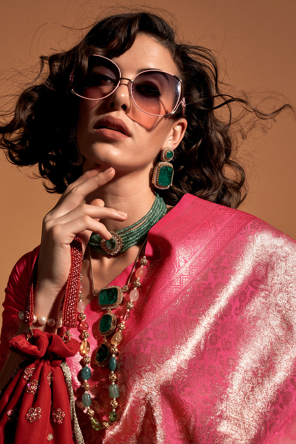 Pink Silk Saree With Blouse Piece