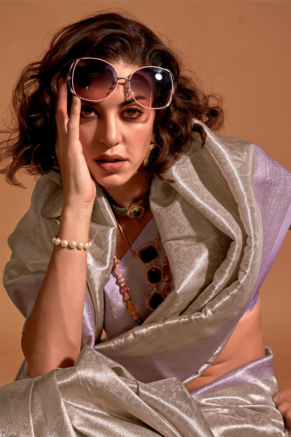 Grey Silk Saree With Blouse Piece