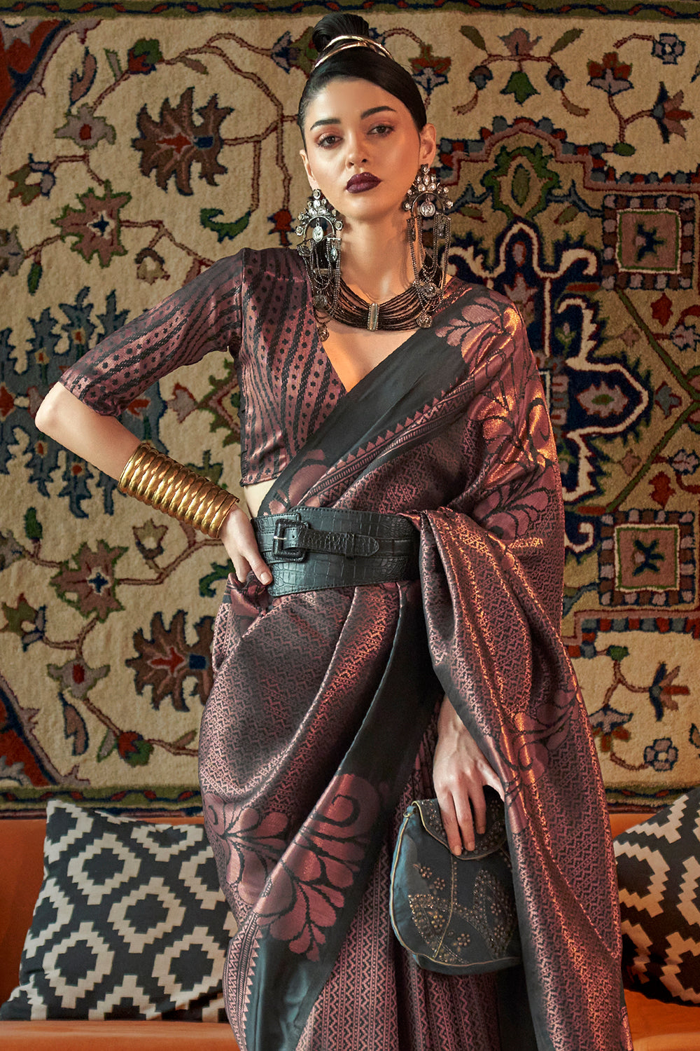 Grape colour wedding saree deals