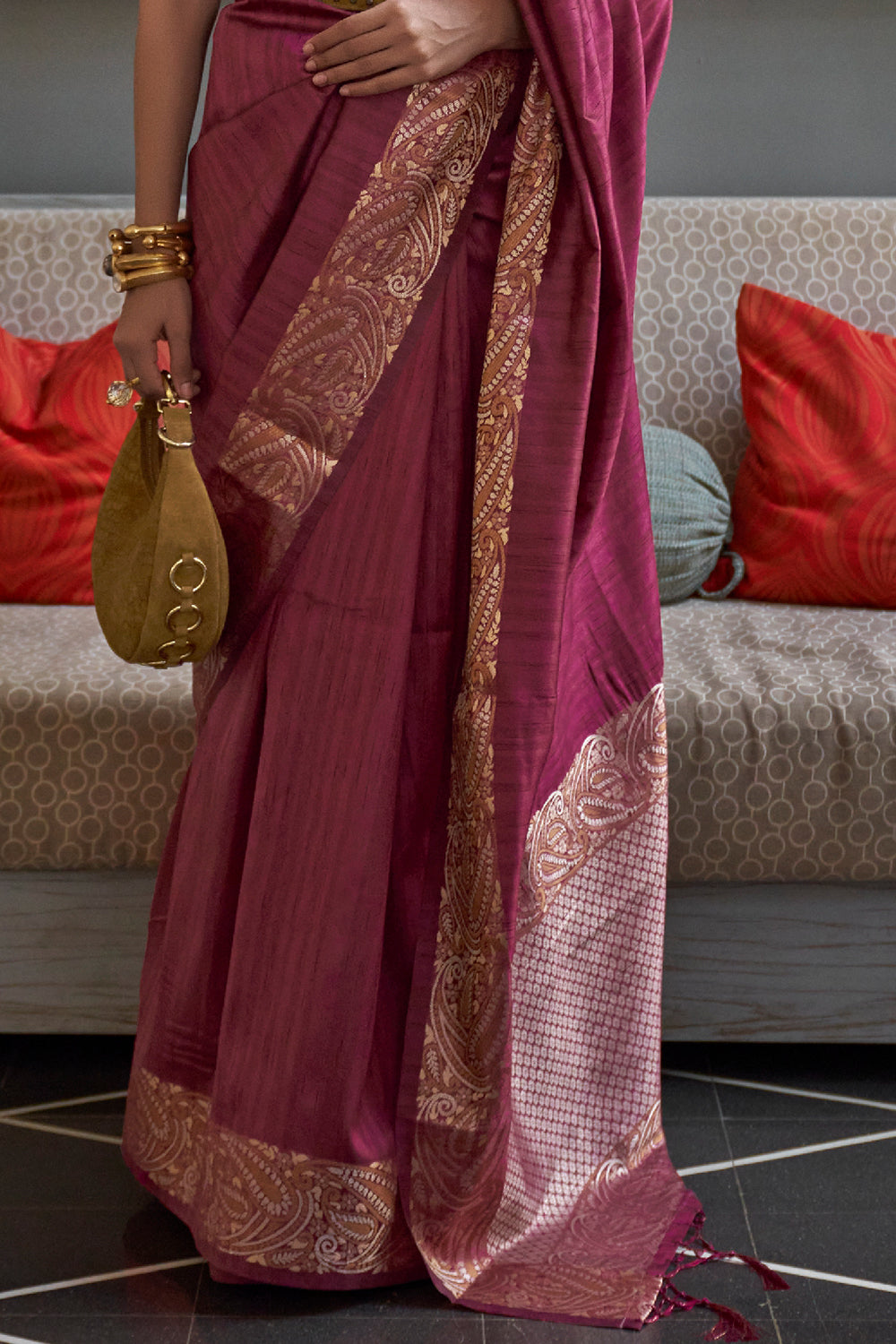 Buy Pink Banarasi Silk Saree With Blouse Piece Nitaraa