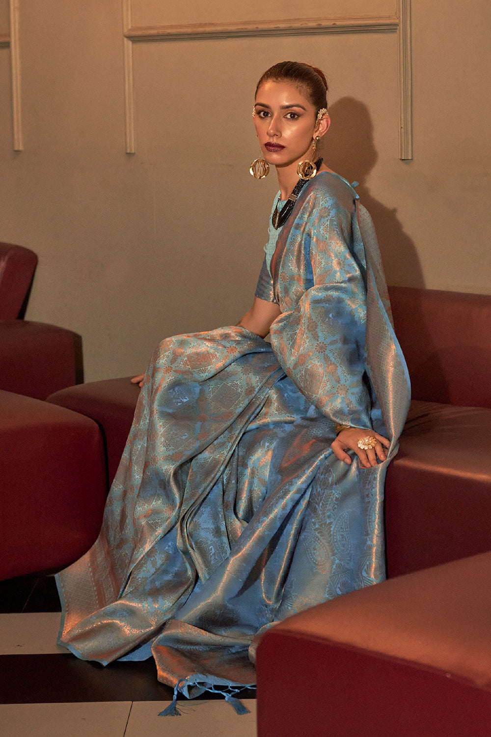 Buy Blue And Green Dola Silk Saree Nitaraa