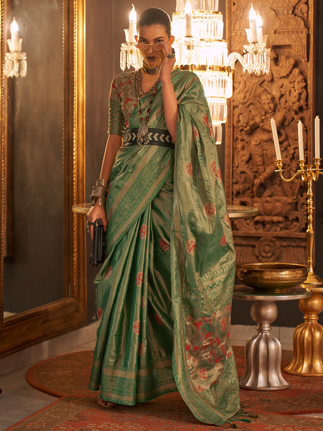 Fern Green Kanjivaram Saree