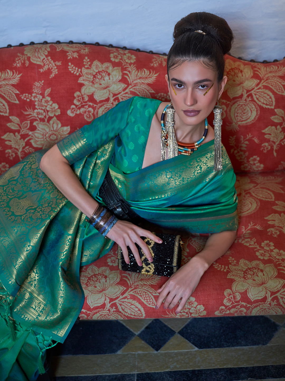 Pine Green Banarasi Saree