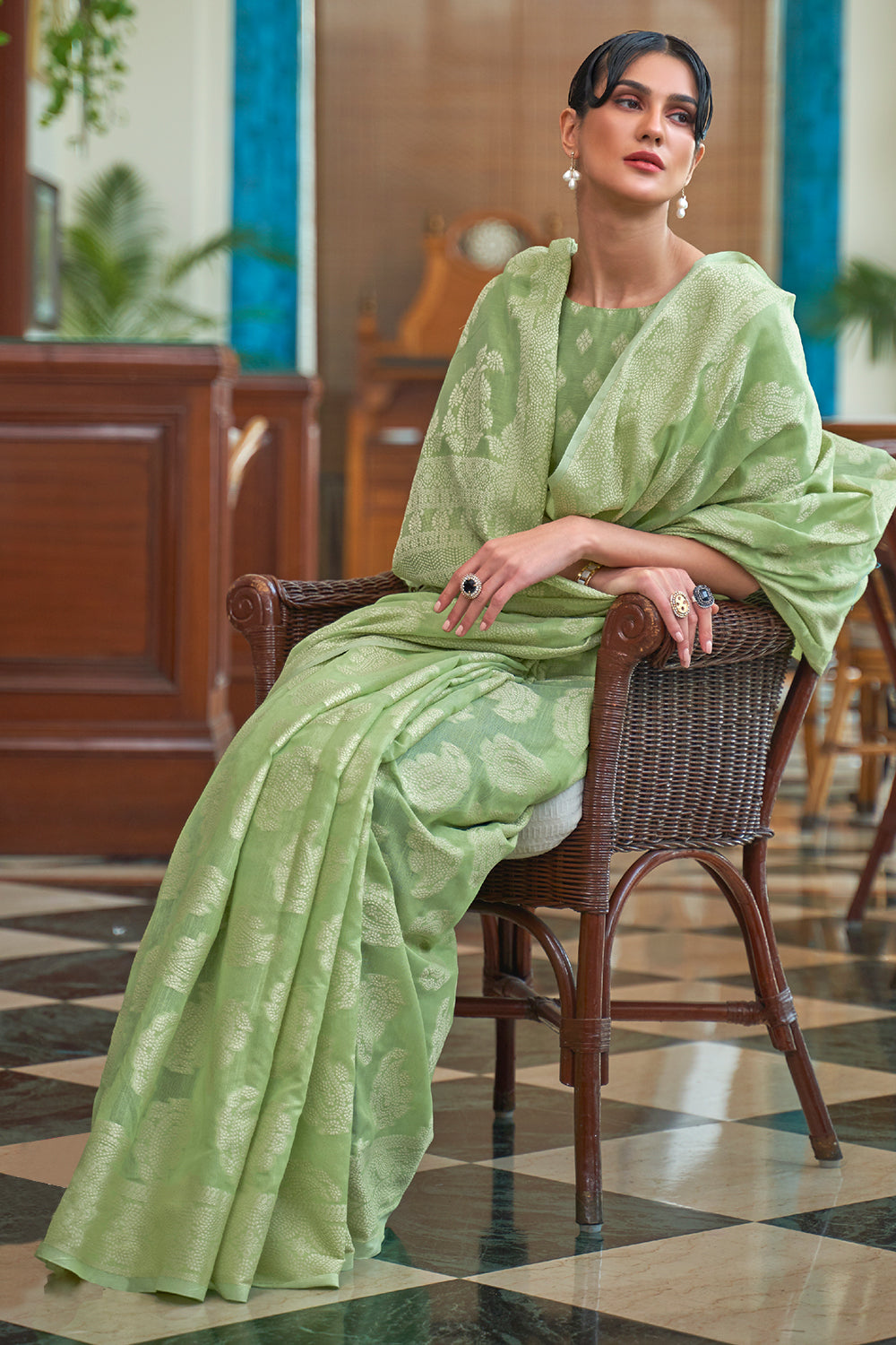 Buy Royal Blue Pashmina Saree Nitaraa