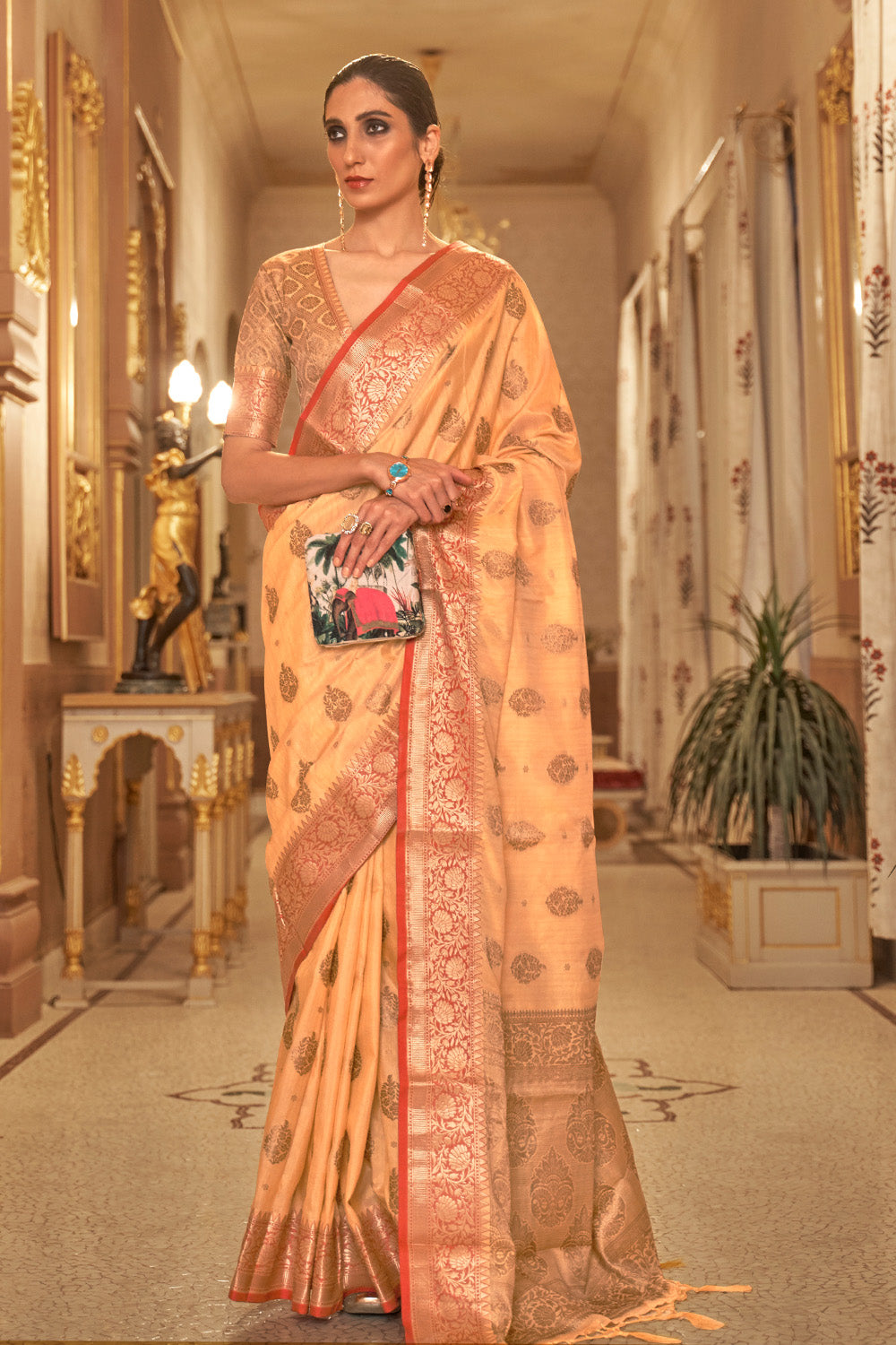 Buy Olive Green Banarasi Silk Saree Nitaraa