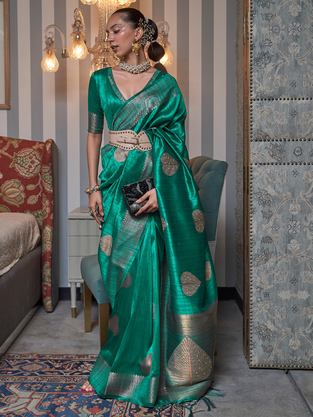 Pine Green Banarasi Saree