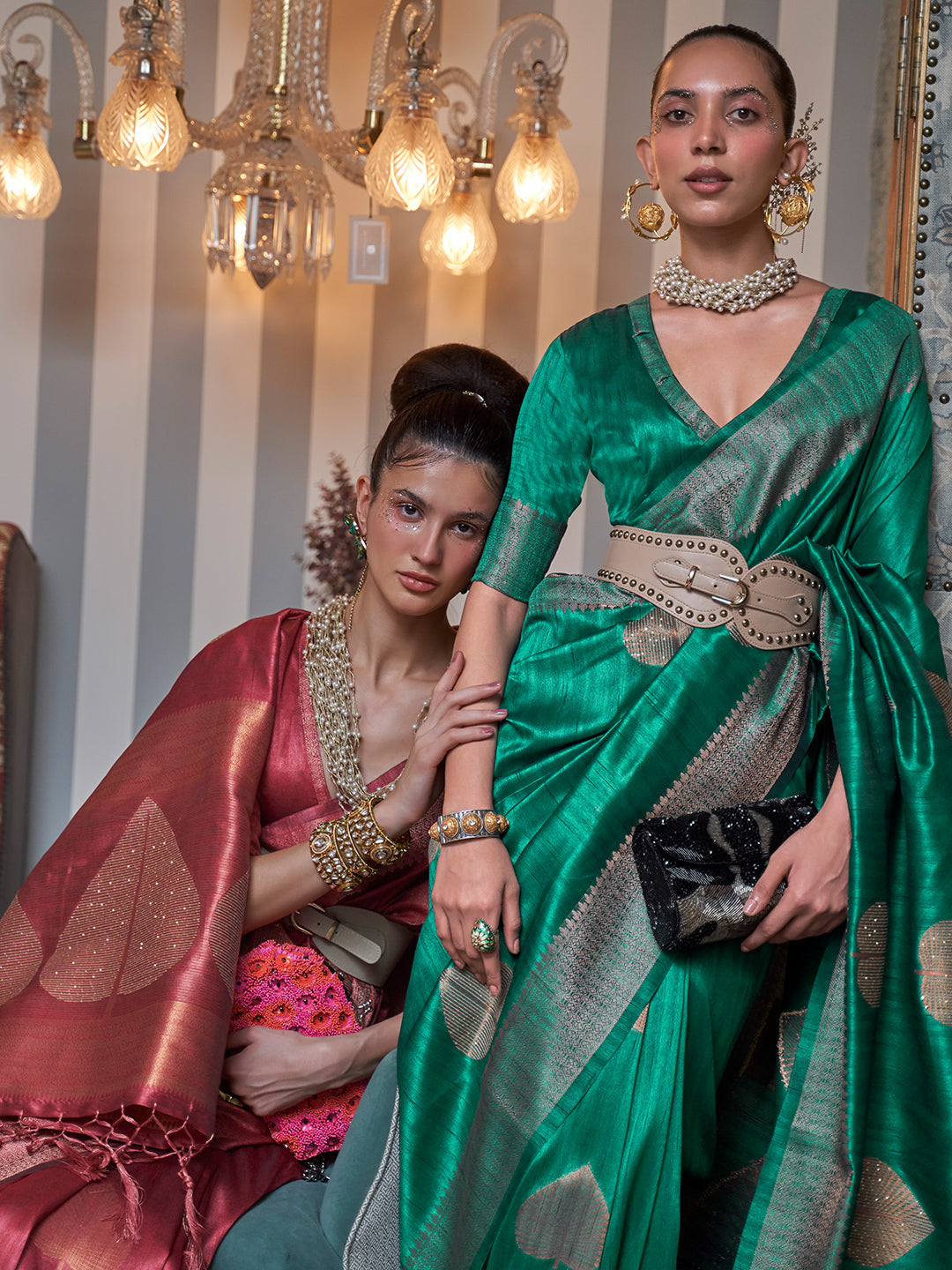Pine Green Banarasi Saree
