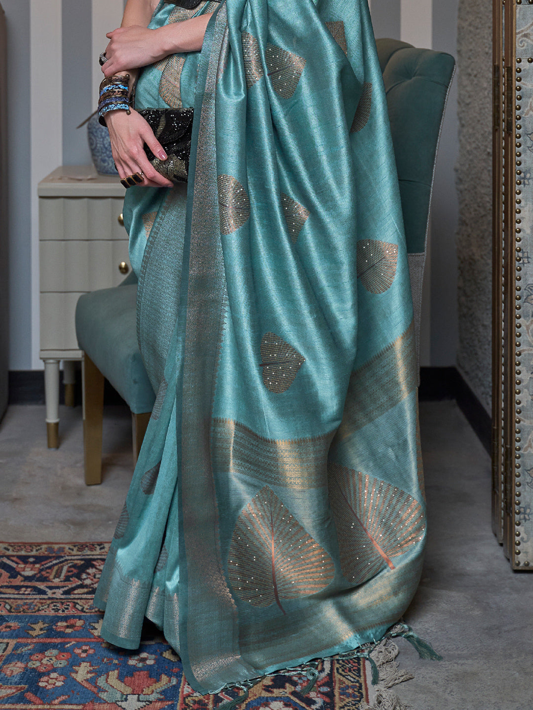 Sky Blue Banarasi Saree