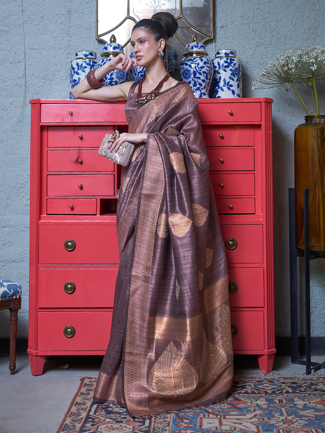 Tan Brown Banarasi Saree