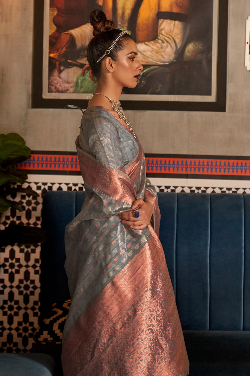 Buy Pine Green IIkal Saree Nitaraa