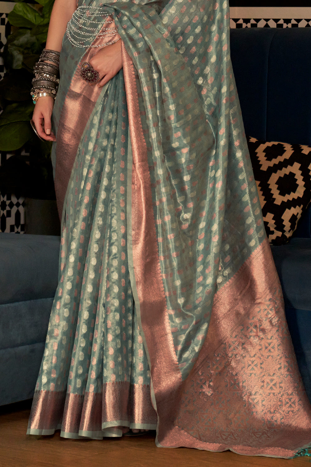 Buy Turmeric Yellow Pure Georgette Viscose Saree Nitaraa