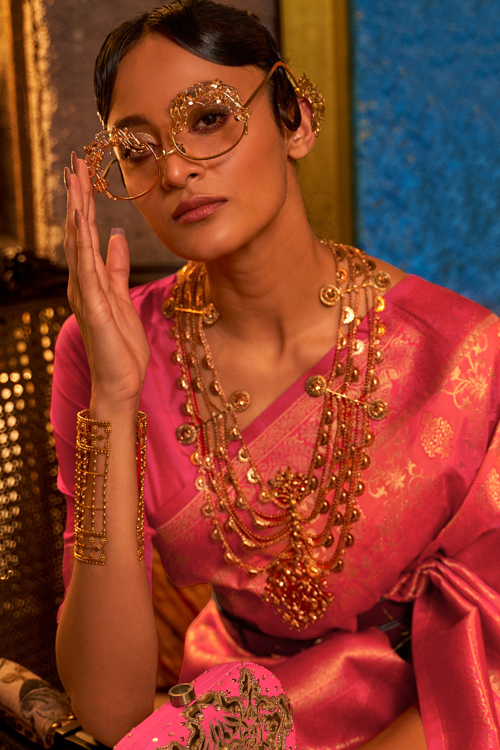 Buy Burnt Orange Organza Saree Nitaraa