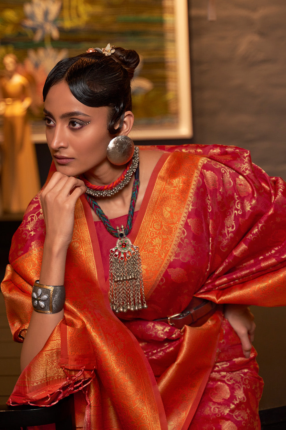 Buy Magenta Pink Organza Saree Nitaraa